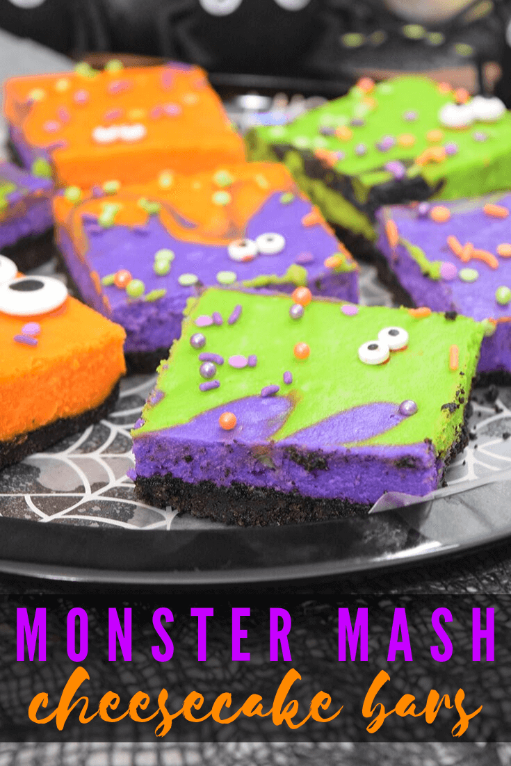 Monster Mash Halloween Cheesecake Bars