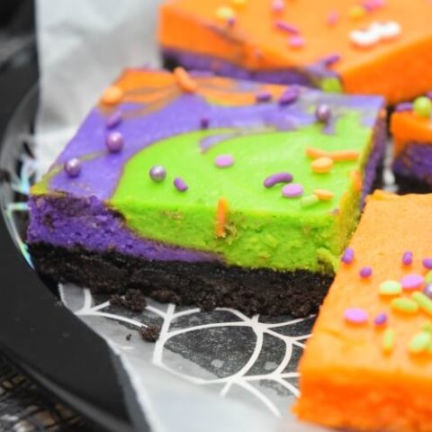 Monster Mash Halloween Cheesecake Bars | The TipToe Fairy