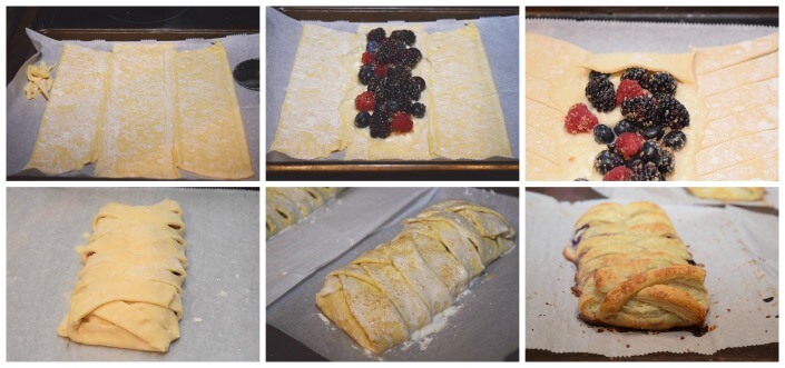 A how to collage to make the braided berry cheese danish. 