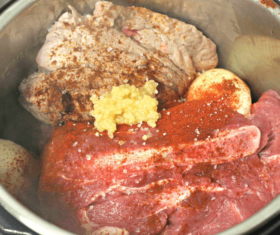 Cooking the pork shoulder roast in the instant pot for homemade tamales.