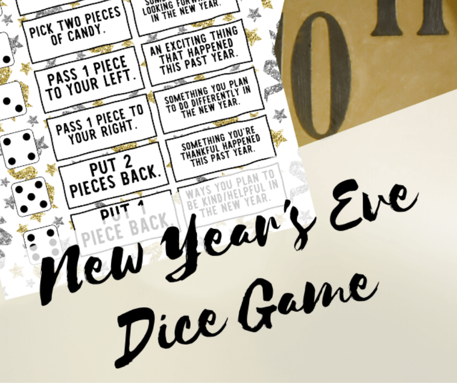 New Year's Eve Dice Game included in the free printable New Year's Eve Party Kit