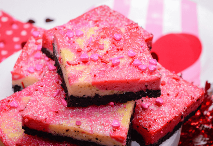 Valentine Swirl Cheesecake Squares