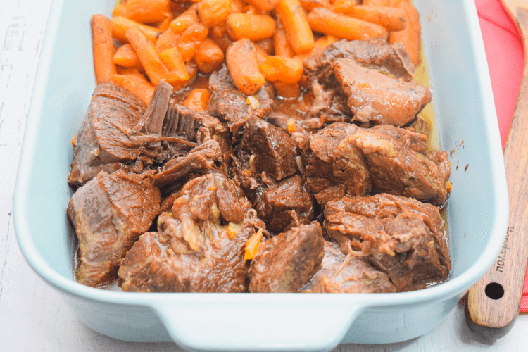 A close up of the easiest instant pot chuck roast