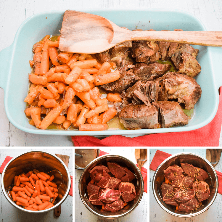 A collage of photos to make the easiest instant pot chuck roast