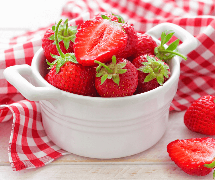 A fresh basket of strawberries. 