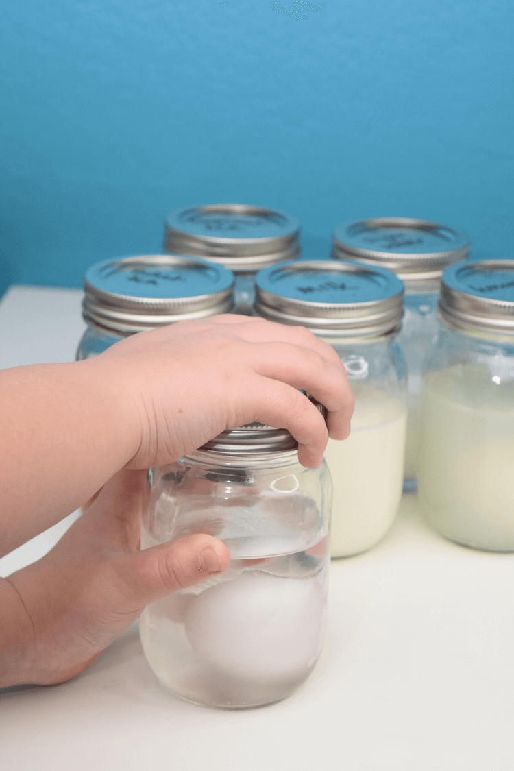 Tooth Decay project with eggs in mason jars