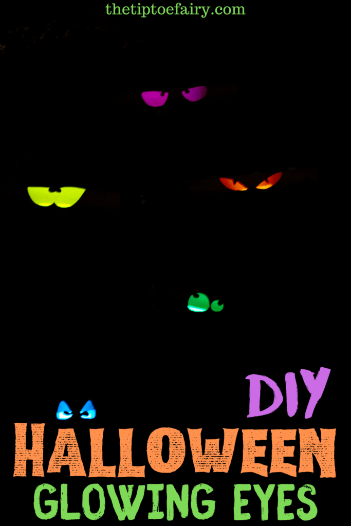 Halloween Glowing Eyes on a black background.