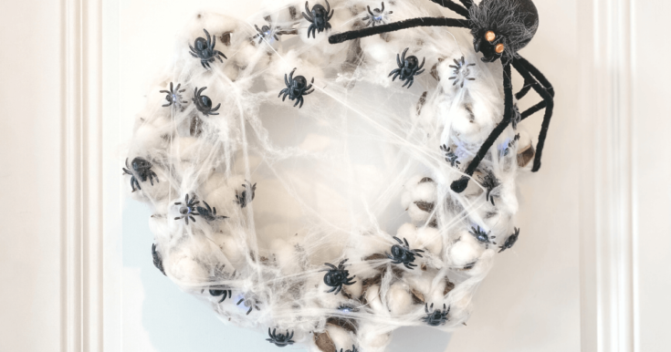 Halloween Cotton Spider Web Wreath