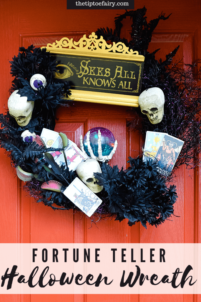 Title image for the Fortune Teller Halloween Wreath tutorial