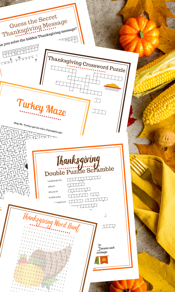 FREE Kids Thanksgiving Printable Games | The TipToe Fairy