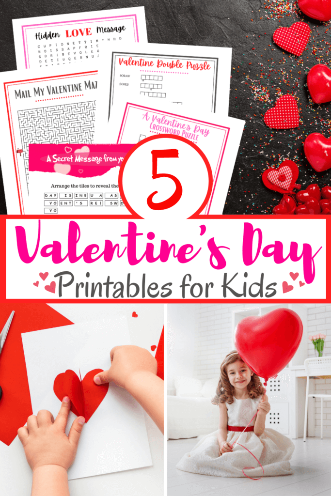 Title image for Kids Valentine's Day Printables. 