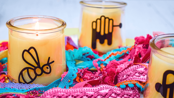 Recycled Oui Yogurt Jars Beeswax Candles