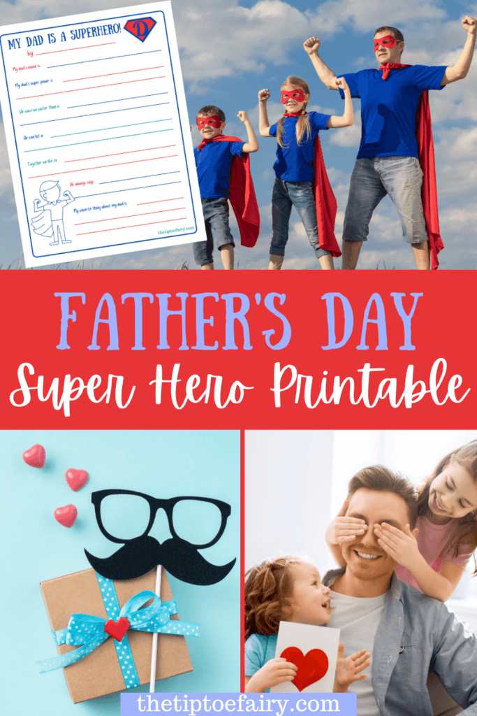 title image for father's day super hero printable