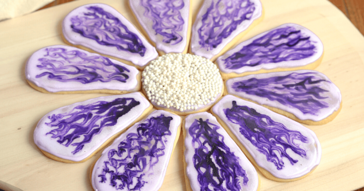 Purple Painted Flower Sugar Cookies