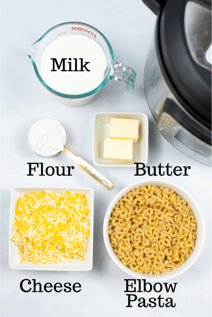 Ingredients to make Instant Pot Copycat Cracker Barrel Macaroni and Cheese