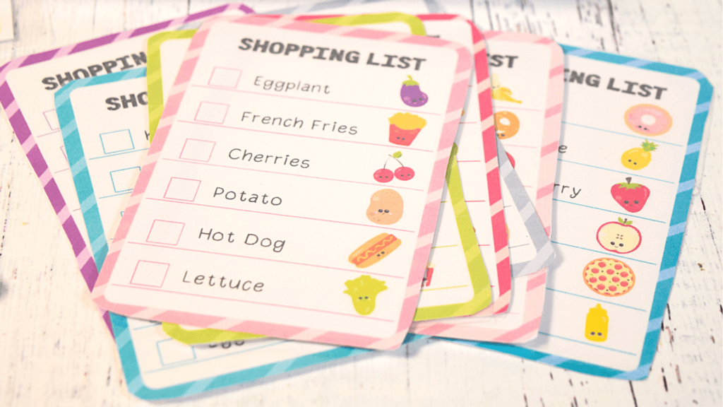 Free Grocery Store Printable Game shopping lists