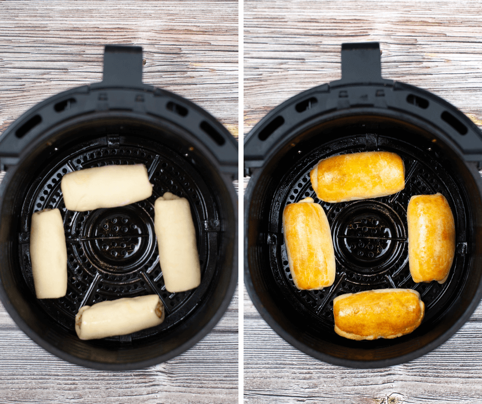 Cooking the sausage rolls in the air fryer