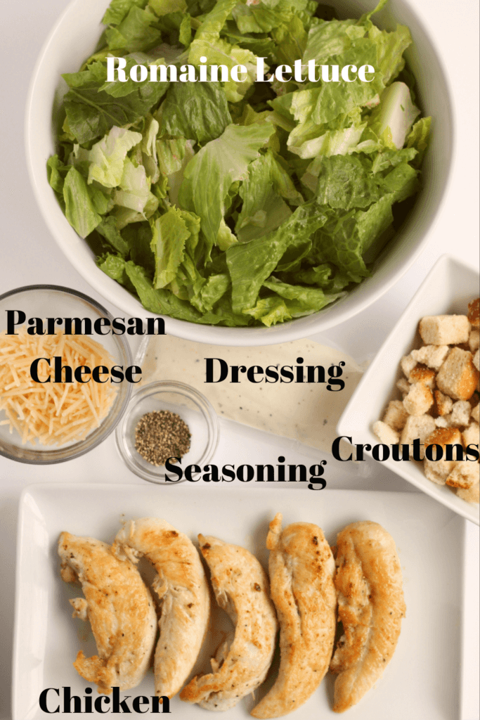 Ingredients to make 5 Minute Chicken Caesar Salad