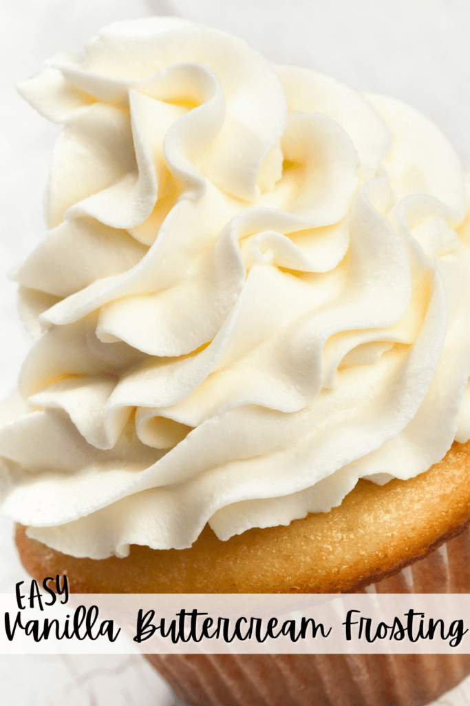 Cupcake with swirls of Vanilla Buttercream Frosting for title image
