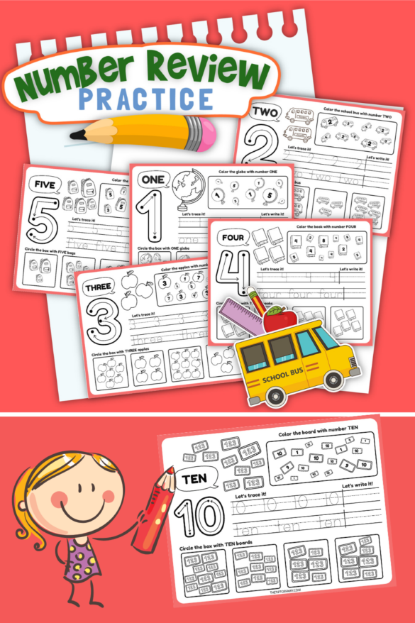 Free Kids Preschool Numbers Worksheets | The TipToe Fairy