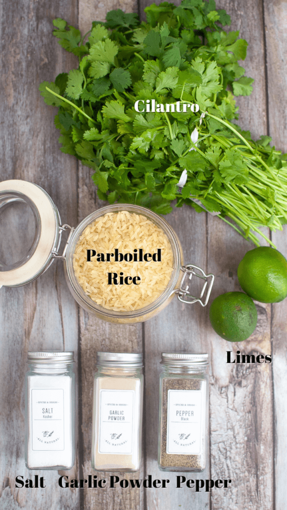 Ingredients to make Cilantro Lime Rice in the Instant Pot