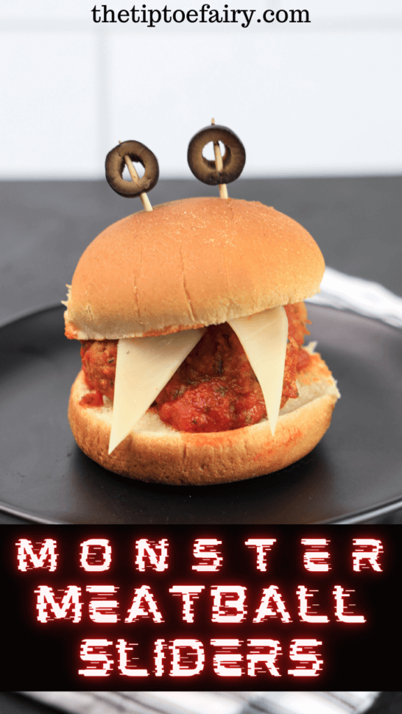 A single Monster meatball slider on a black plate for the title image