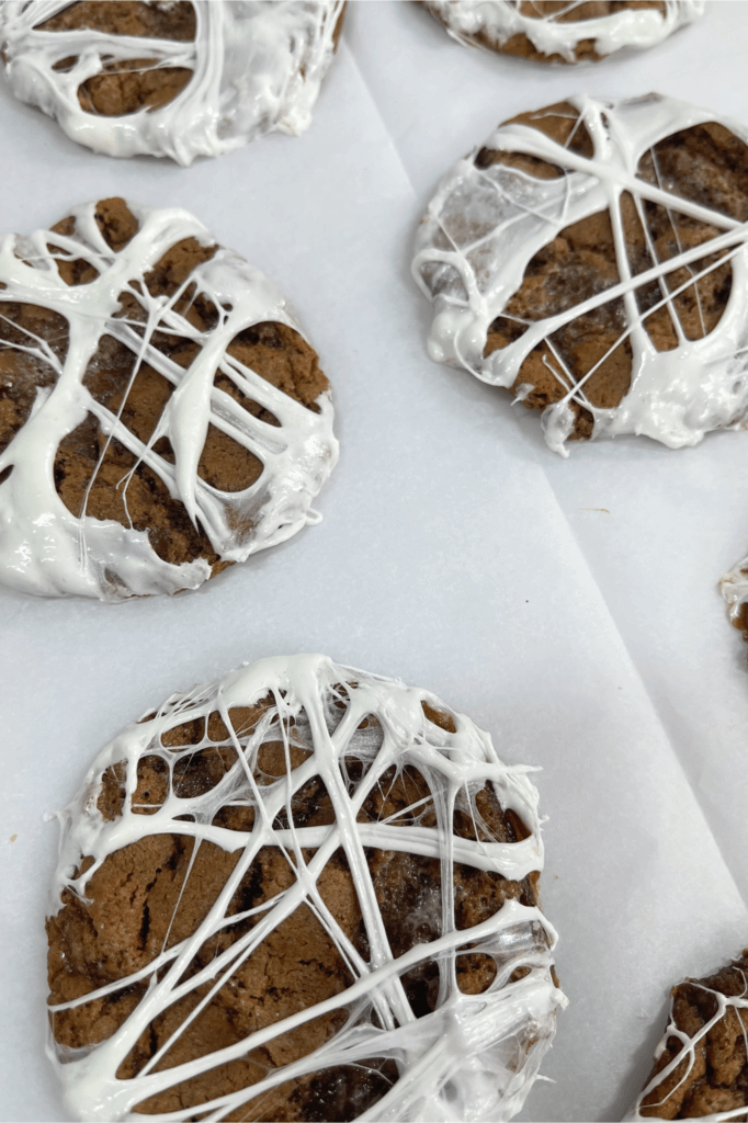 The chocolate marshmallow mummy cookies without candy eyes. 