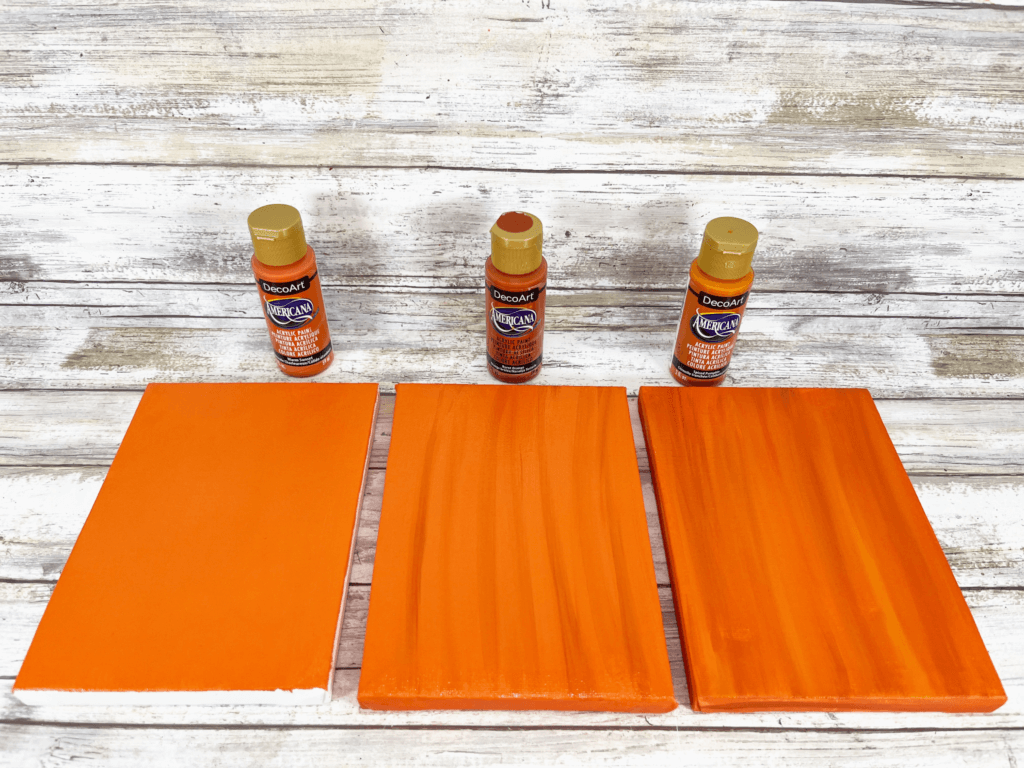 How to paint the canvases orange colors. 