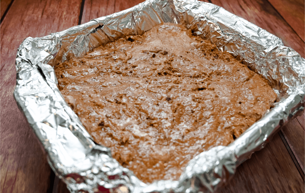 The No Bake Chips Ahoy Chocolate Chip Cookie Bars in the pan cooling. 