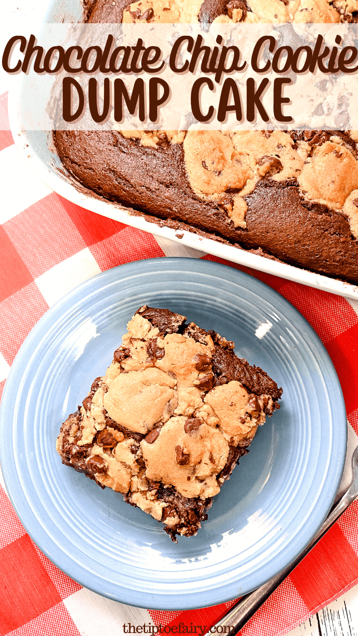 This Chocolate Chip Cookie Dough Dump Cake is so EASY to make! The