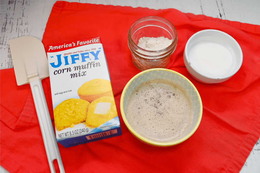 Ingredients to make Brown Butter Jiffy Cornbread Cookies