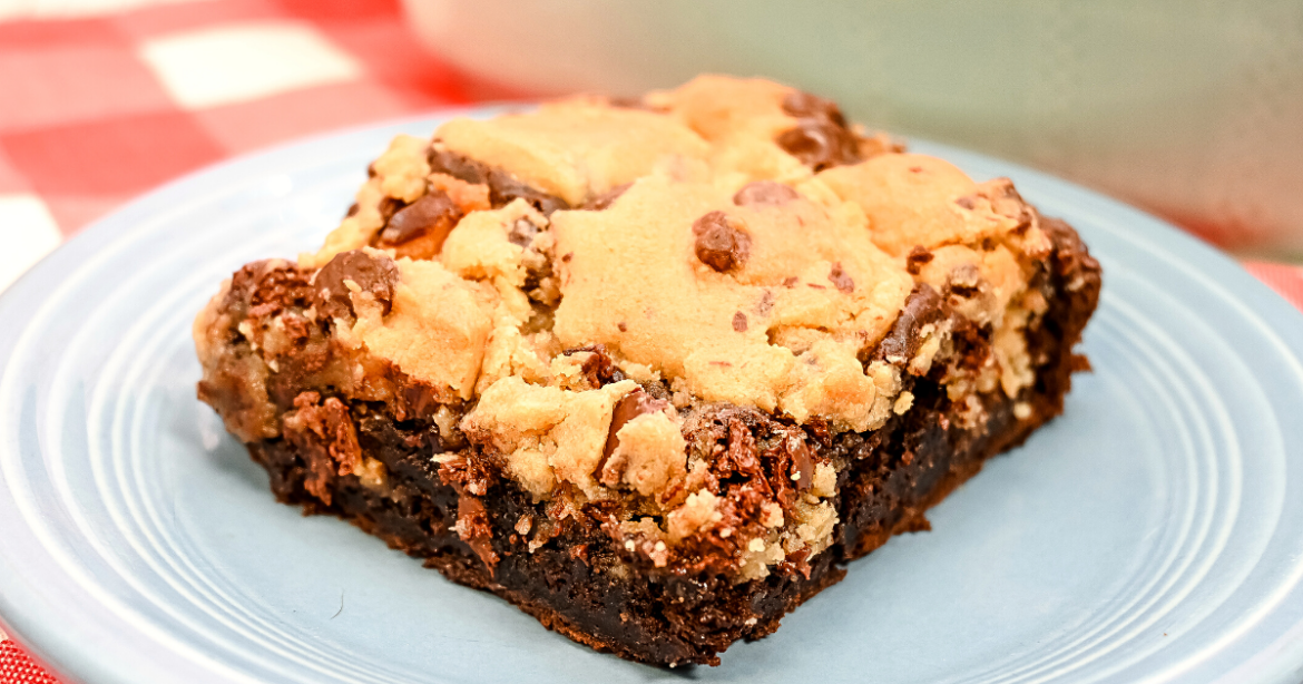 This Chocolate Chip Cookie Dough Dump Cake is so EASY to make! The