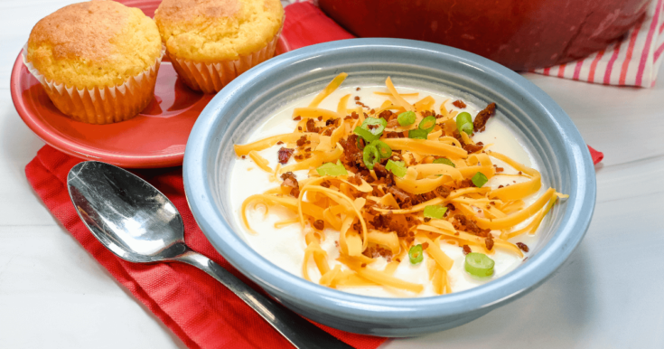 Loaded Instant Pot Potato Soup - Bowl of Delicious