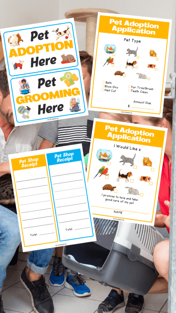 Four images of the pet adoption printables