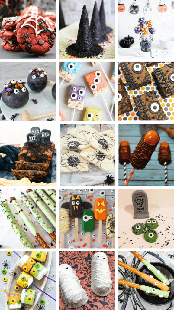 Collage of several candy melt halloween treats