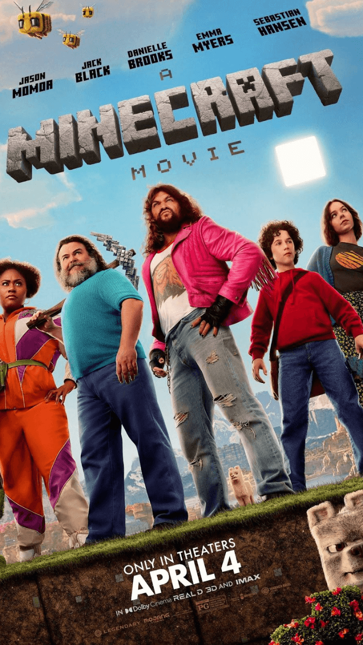 A Minecraft Movie movie poster with the characters