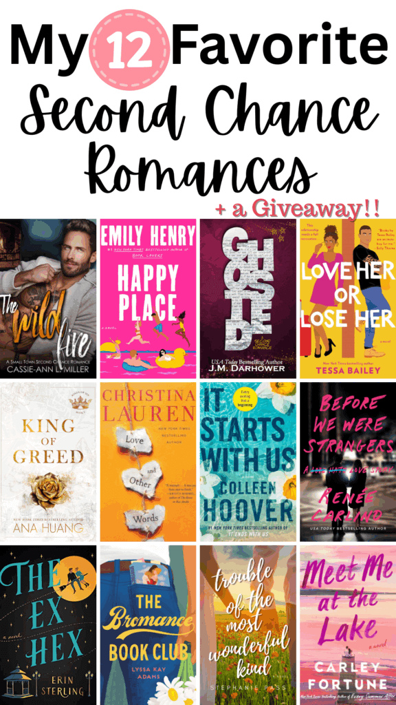 Title image with a collage of my 12 favorite second chance romance books.