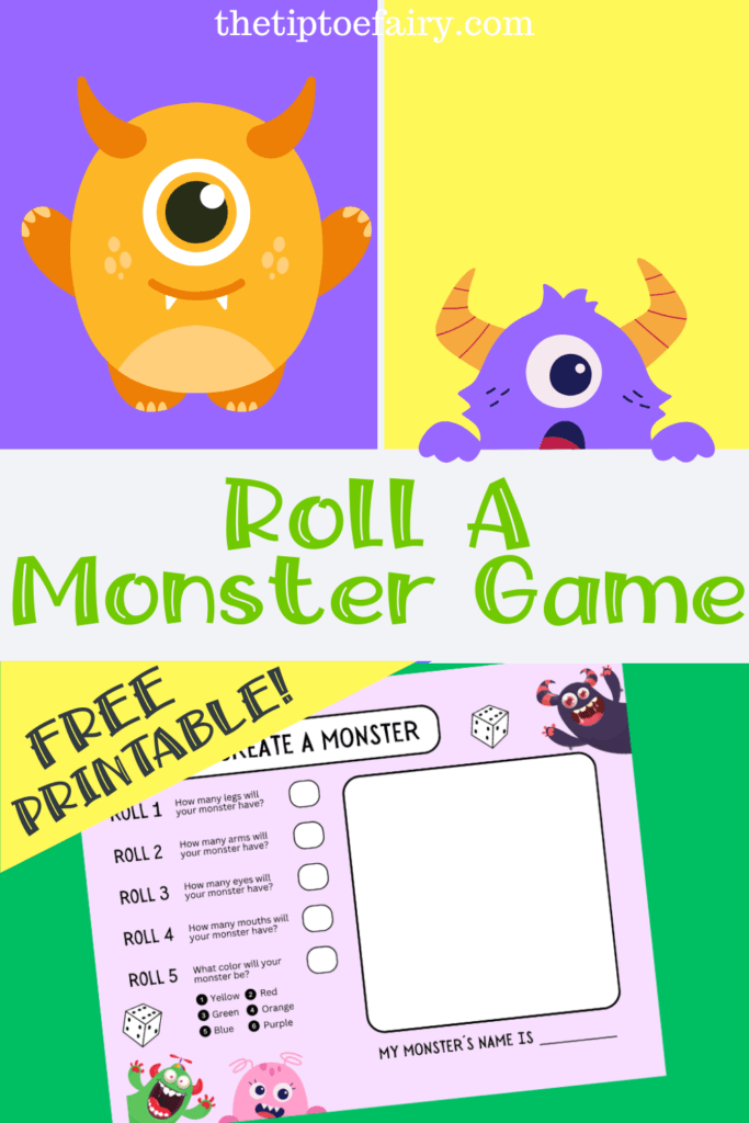 Title image with a collage of monsters and the printable image.