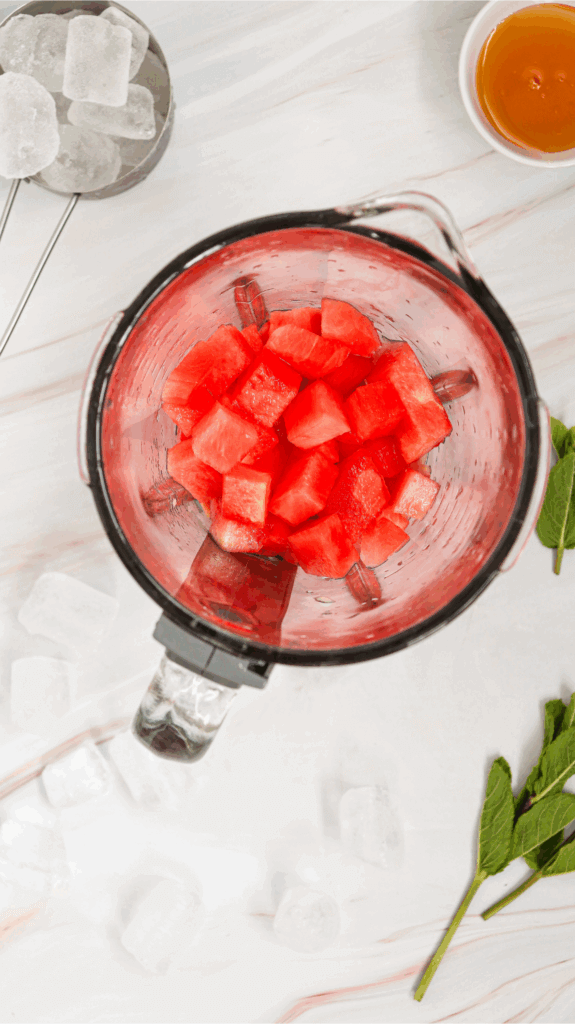 Ingredients for making watermelon slushies.