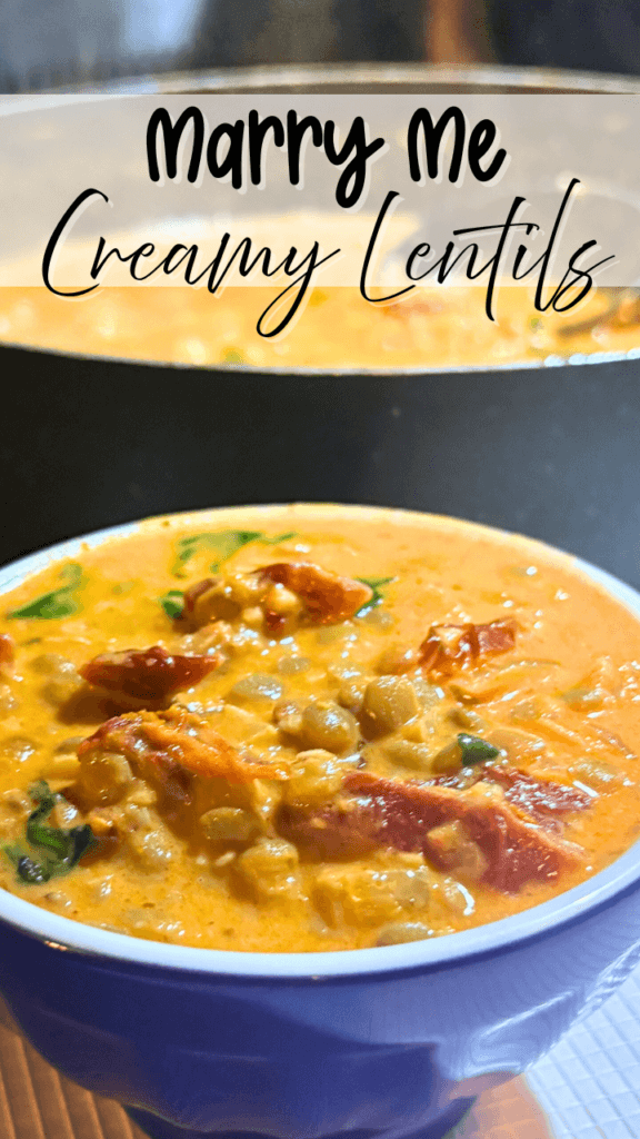 Title image for Marry Me Lentils made easily wtih sun dried tomatoes and parmesan for an italian flair.